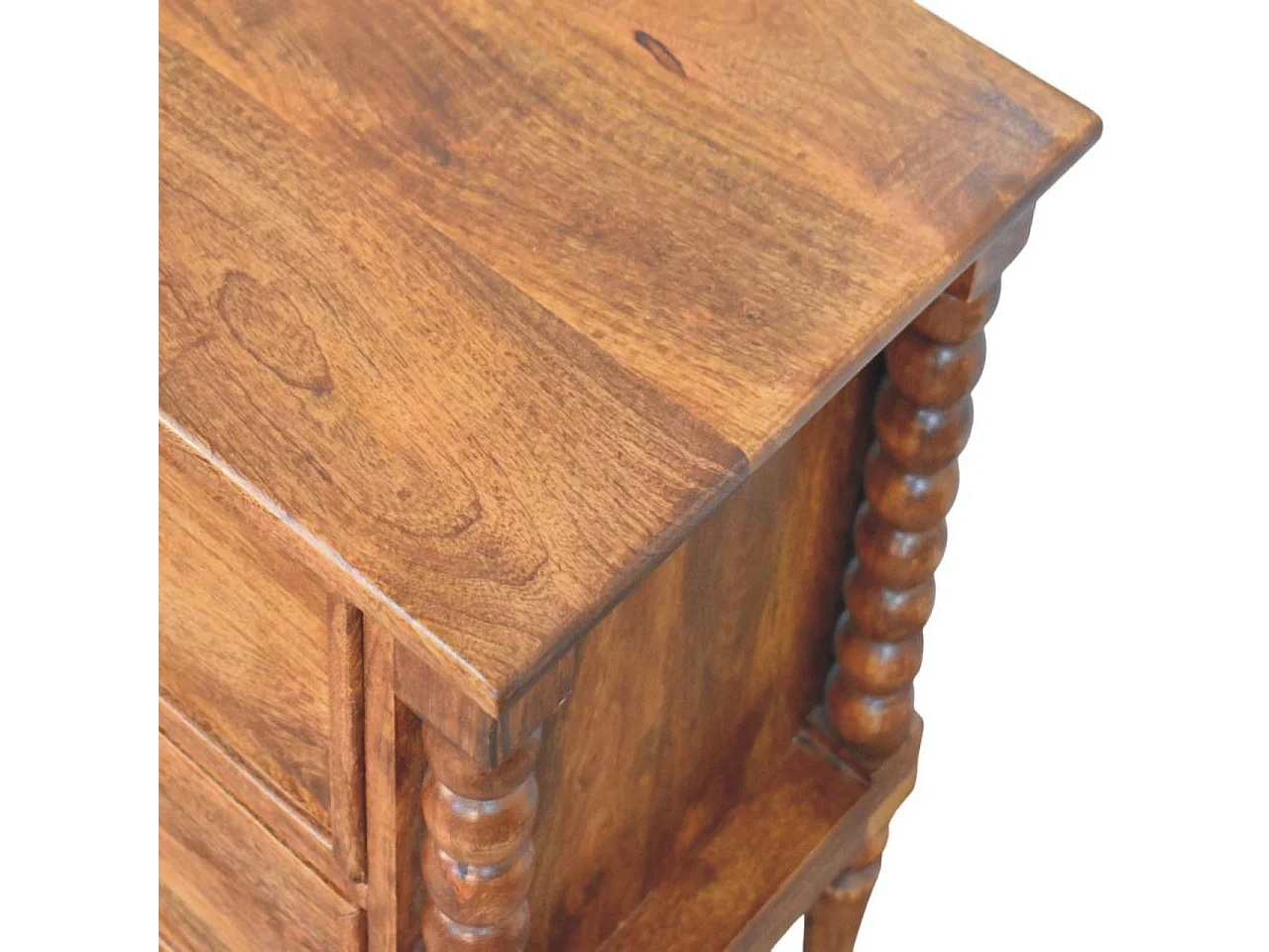 Artisan Furniture Massivholz Spindelfuß-Nachttisch aus bernsteinfarbener Eiche