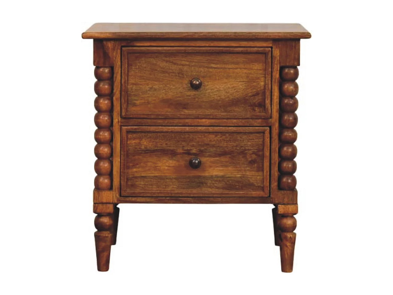 Artisan Furniture Massivholz Spindelfuß-Nachttisch aus bernsteinfarbener Eiche