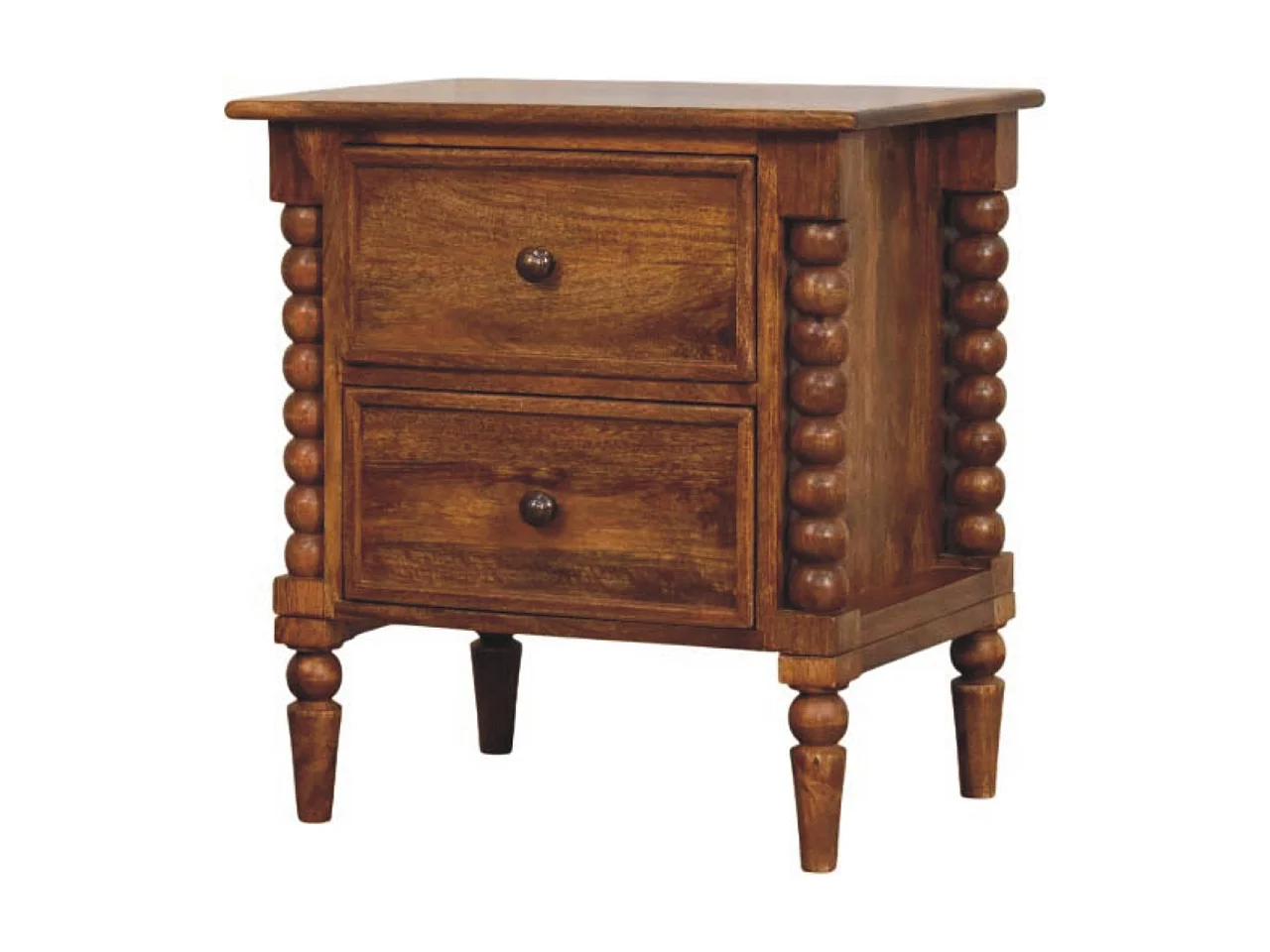 Artisan Furniture Massivholz Spindelfuß-Nachttisch aus bernsteinfarbener Eiche