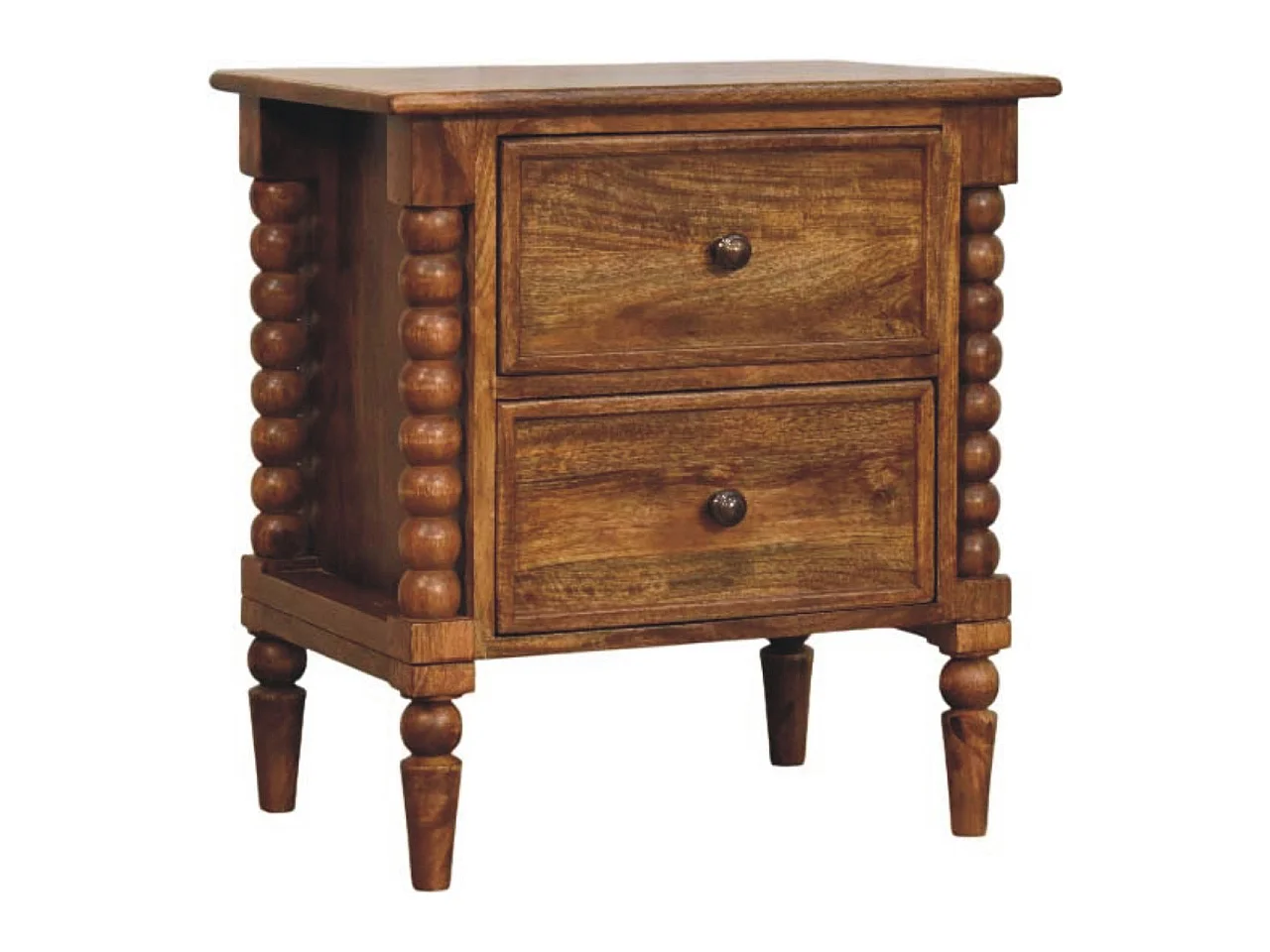 Artisan Furniture Massivholz Spindelfuß-Nachttisch aus bernsteinfarbener Eiche