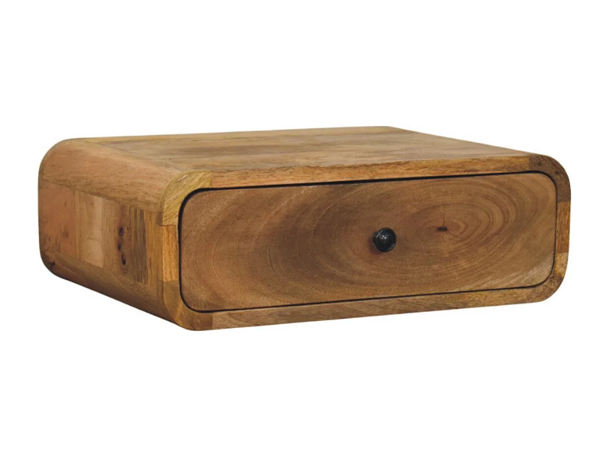 Artisan Furniture Bois massif Table de Nuit Murale Avora Finition Chêne Clair avec 1 Tiroir