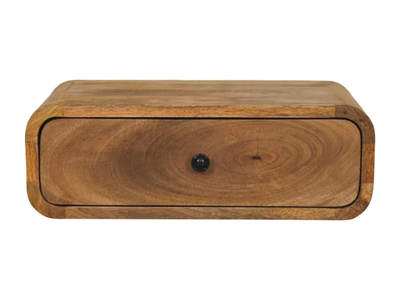 Artisan Furniture Madeira maciça Mesa de Cabeceira de Parede Avora com 1 Gaveta em Tom de Carvalho