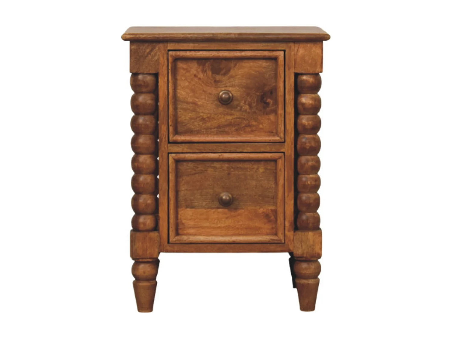 Artisan Furniture Massivholz Nachttisch Barley Twist mit 2 Schubladen