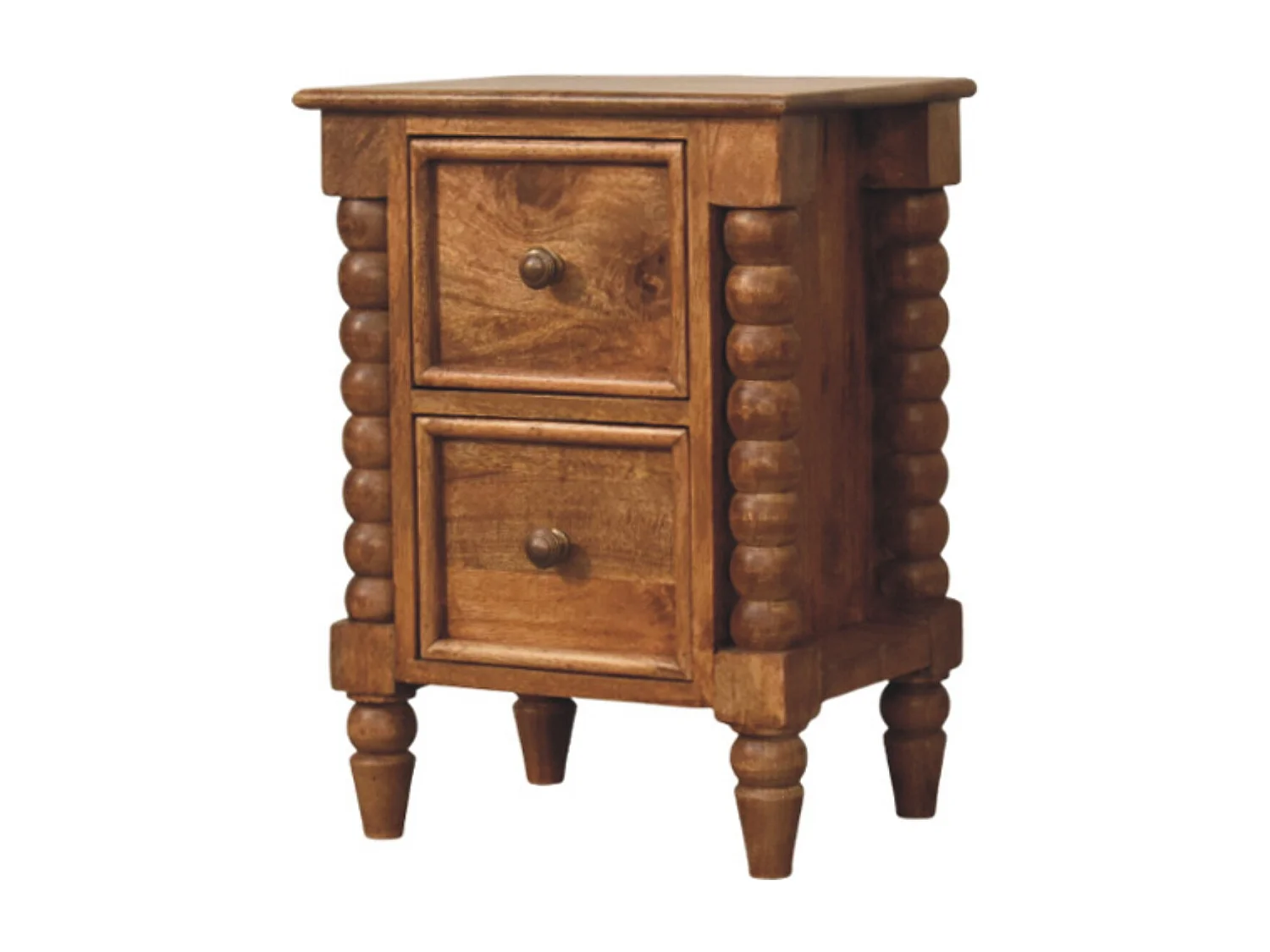 Artisan Furniture Massivholz Nachttisch Barley Twist mit 2 Schubladen