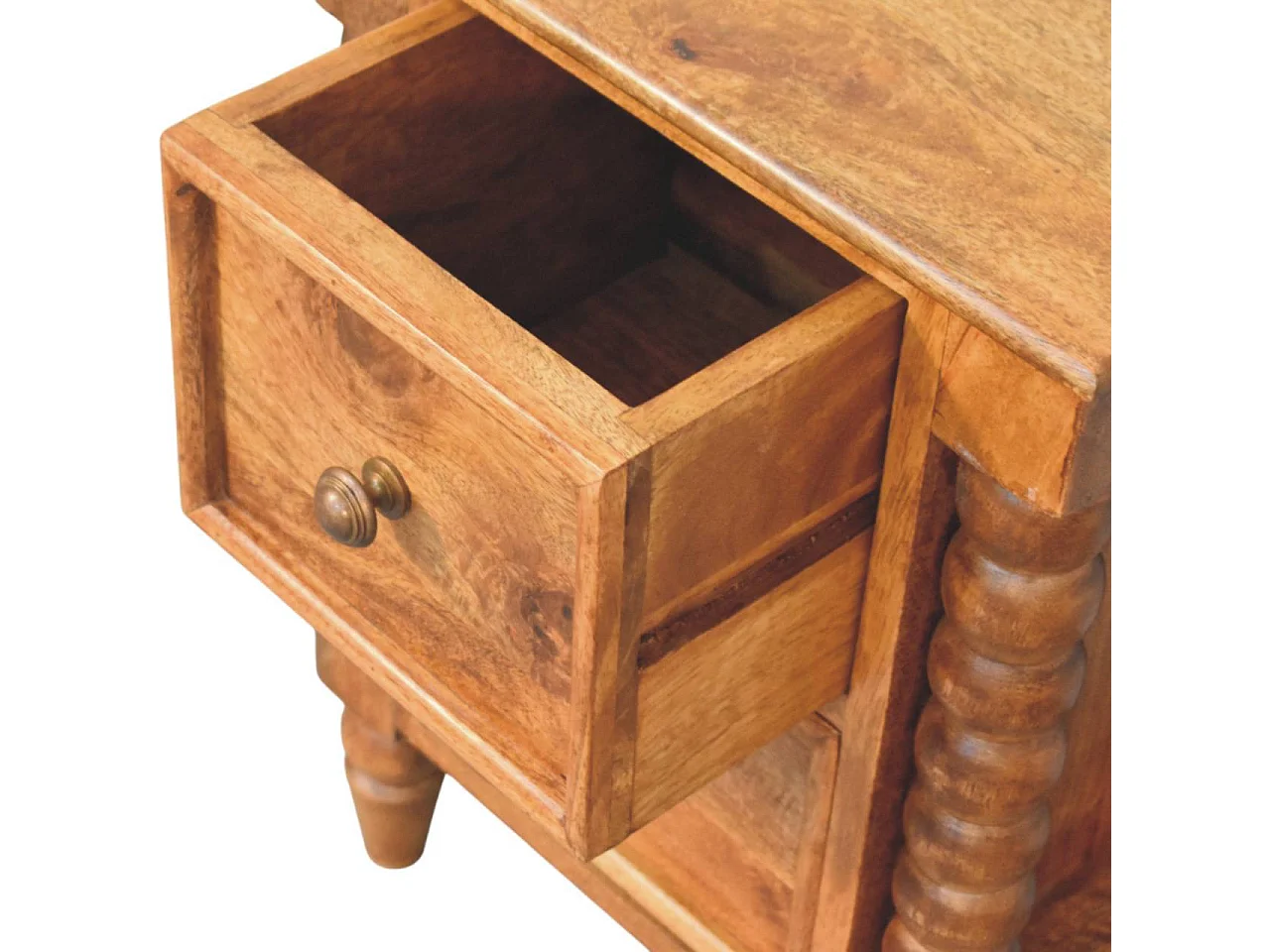 Artisan Furniture Massivholz Nachttisch Barley Twist mit 2 Schubladen