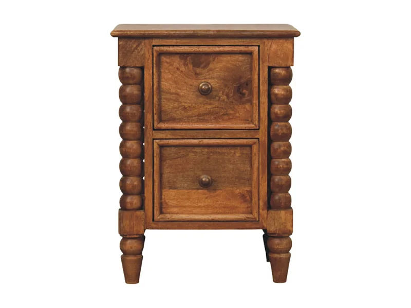 Artisan Furniture Massivholz Nachttisch Barley Twist mit 2 Schubladen