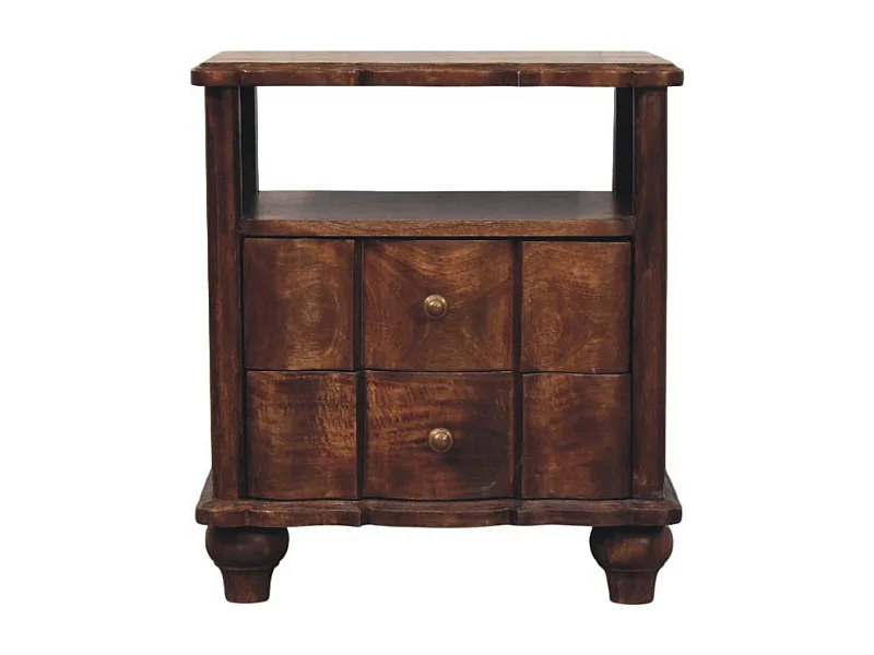 Artisan Furniture Massivholz Nachttisch mit zwei Schubladen und offenem Regal