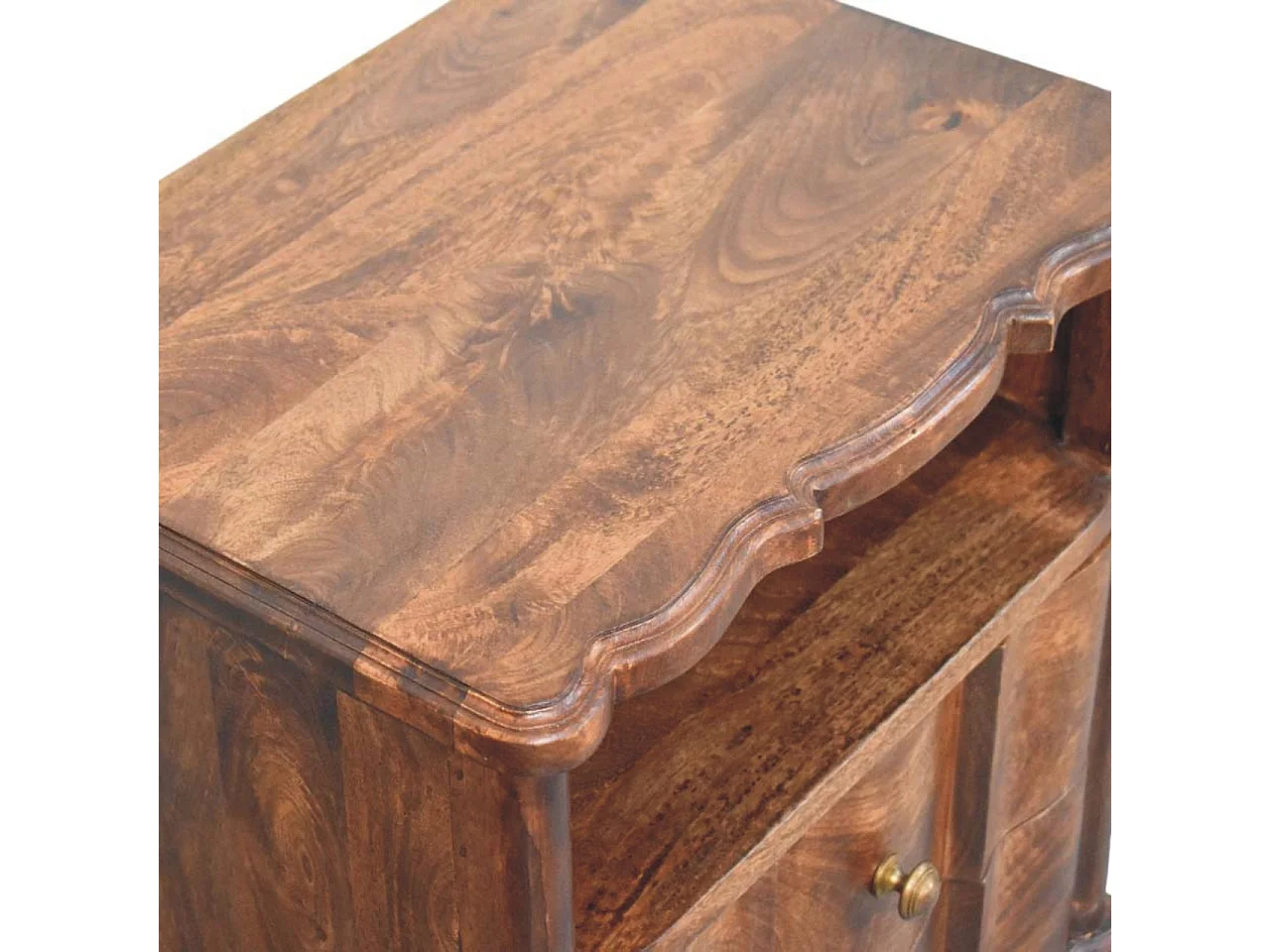 Artisan Furniture Massivholz Nachttisch mit zwei Schubladen und offenem Regal