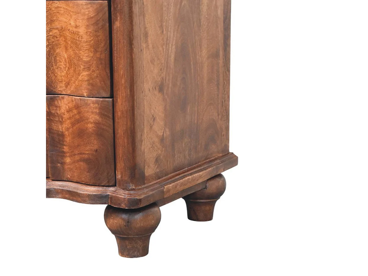 Meuble artisanal – Table de chevet Lume Roasted Shelf, 2 tiroirs, 1 étagère ouverte, marro