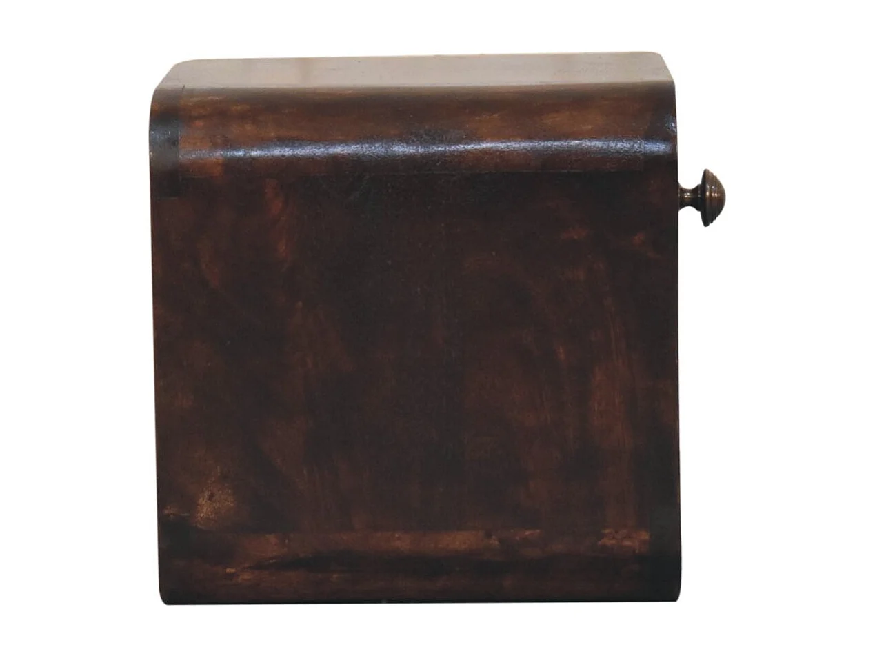 Artisan Furniture Massivholz Mini-Bett aus gebogenem kalifornischem Nussbaumholz zur Wandmontage mit offenem Fach