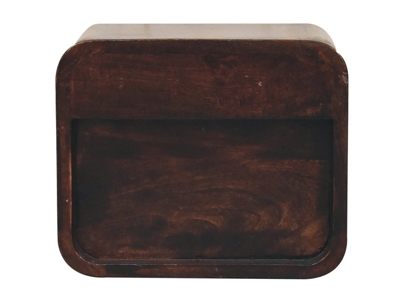 Artisan Furniture Massivholz Mini-Bett aus gebogenem kalifornischem Nussbaumholz zur Wandmontage mit offenem Fach