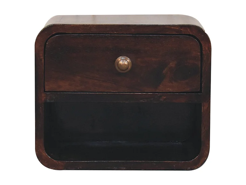 Artisan Furniture Massivholz Mini-Bett aus gebogenem kalifornischem Nussbaumholz zur Wandmontage mit offenem Fach