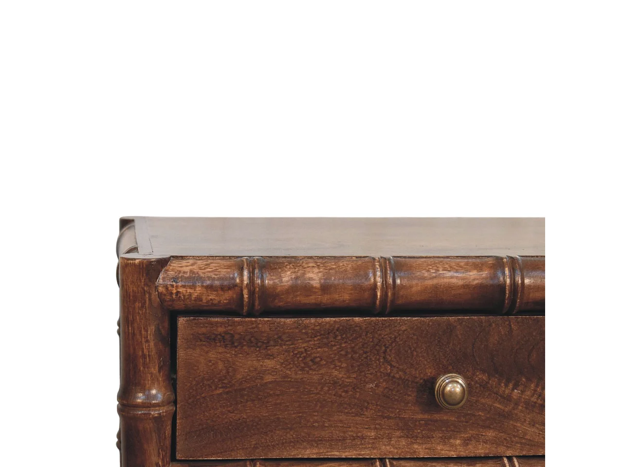 Table de chevet avec cadre en bambou Artisan Furniture, finition Amande Rôtie, 2 tiroirs, marron