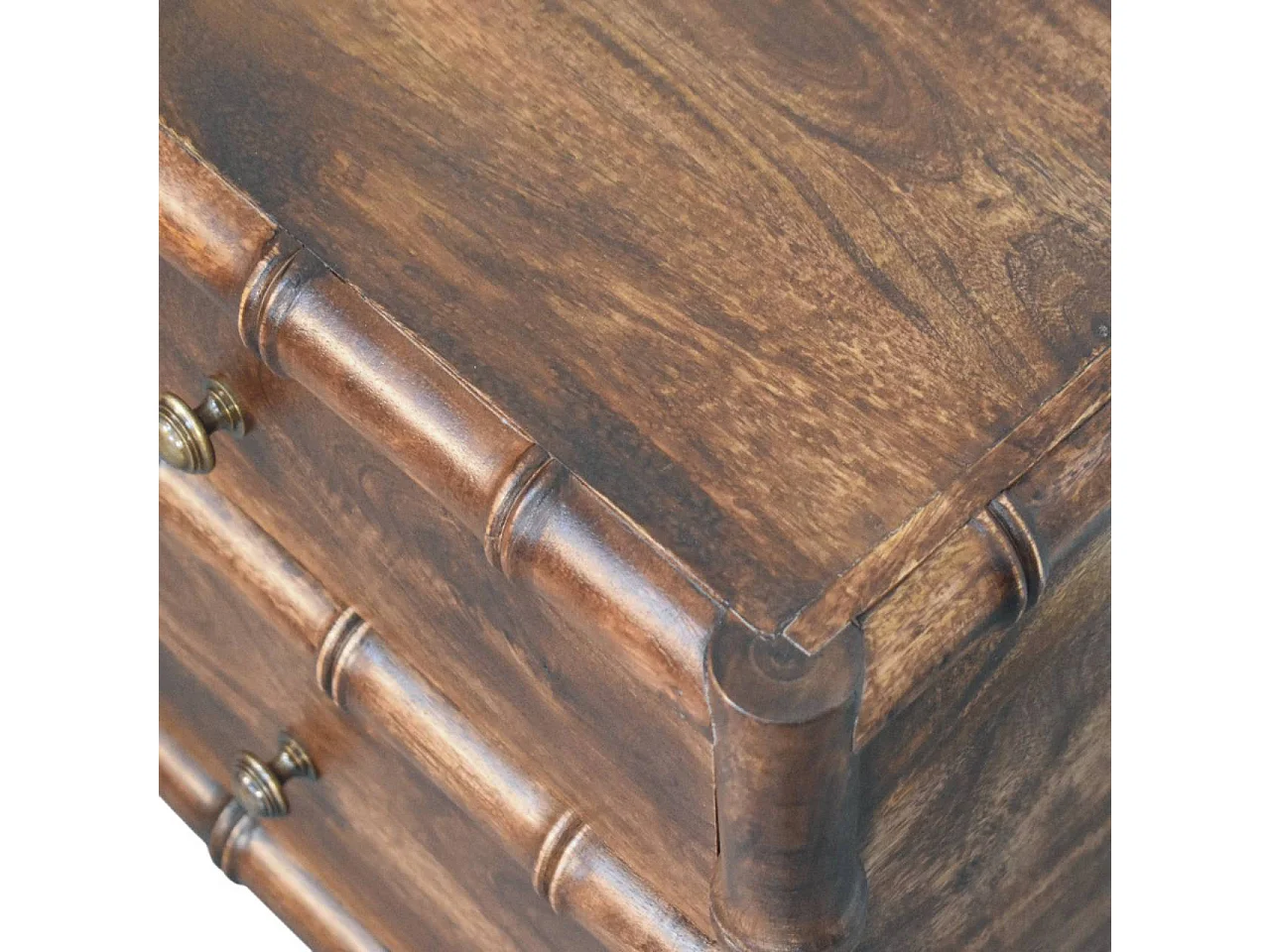 Table de chevet avec cadre en bambou Artisan Furniture, finition Amande Rôtie, 2 tiroirs, marron