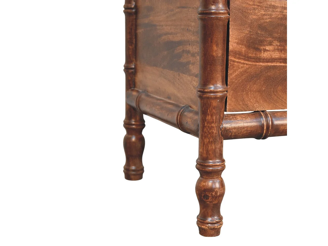 Table de chevet avec cadre en bambou Artisan Furniture, finition Amande Rôtie, 2 tiroirs, marron