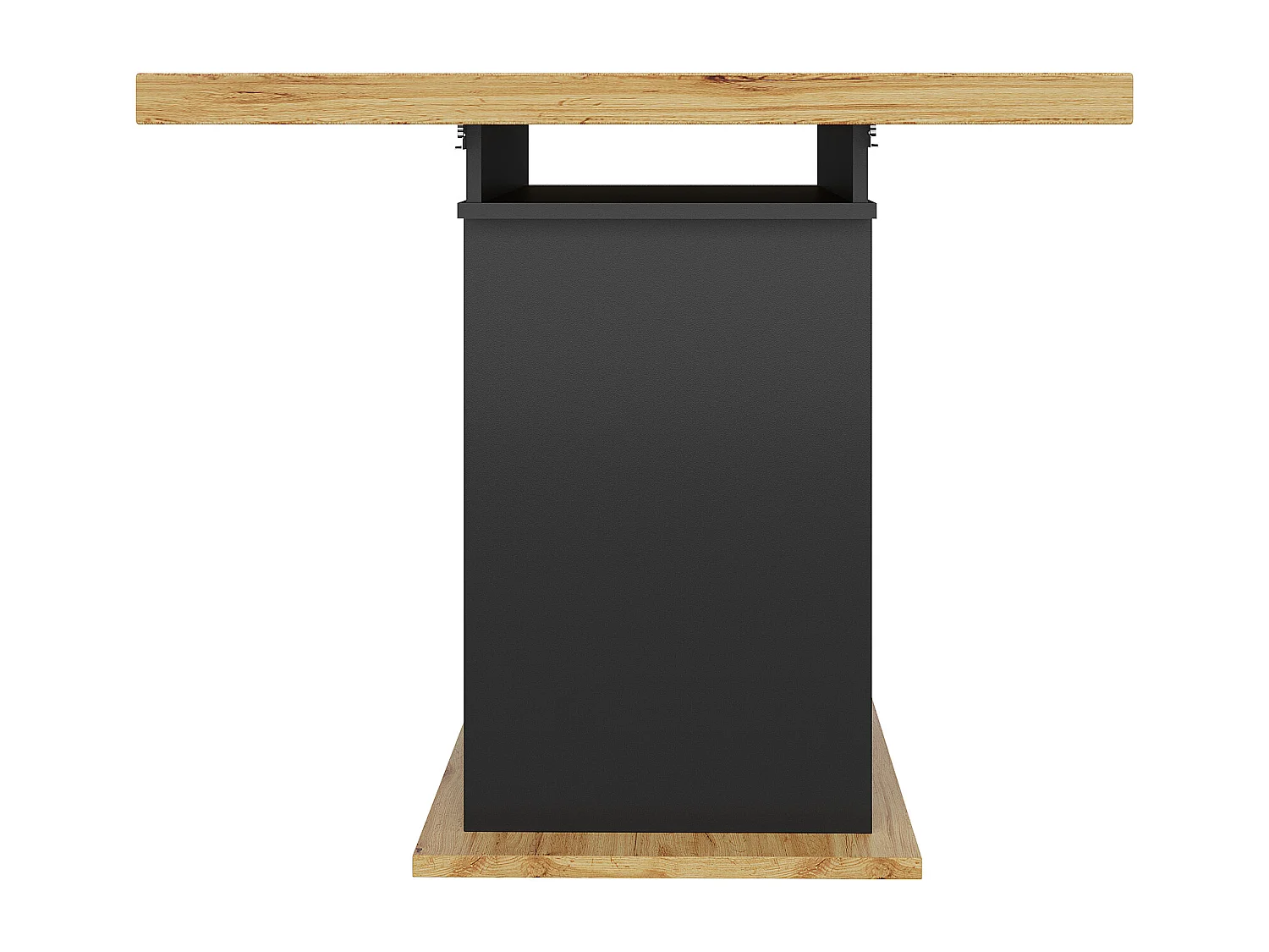 Table de salle à manger extensible - 110-140 x 80 x 76 cm - pour 4 à 6 personnes - avec rangement - MDF - noir + naturel