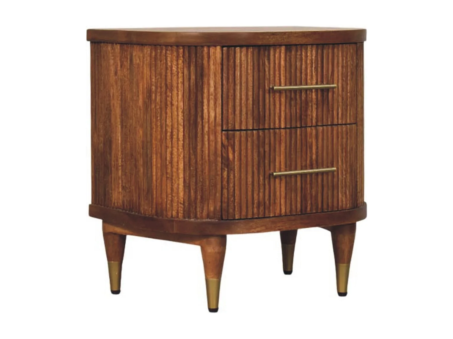 Artisan Furniture Massivholz Geripptes Bettgestell mit Messingakzenten