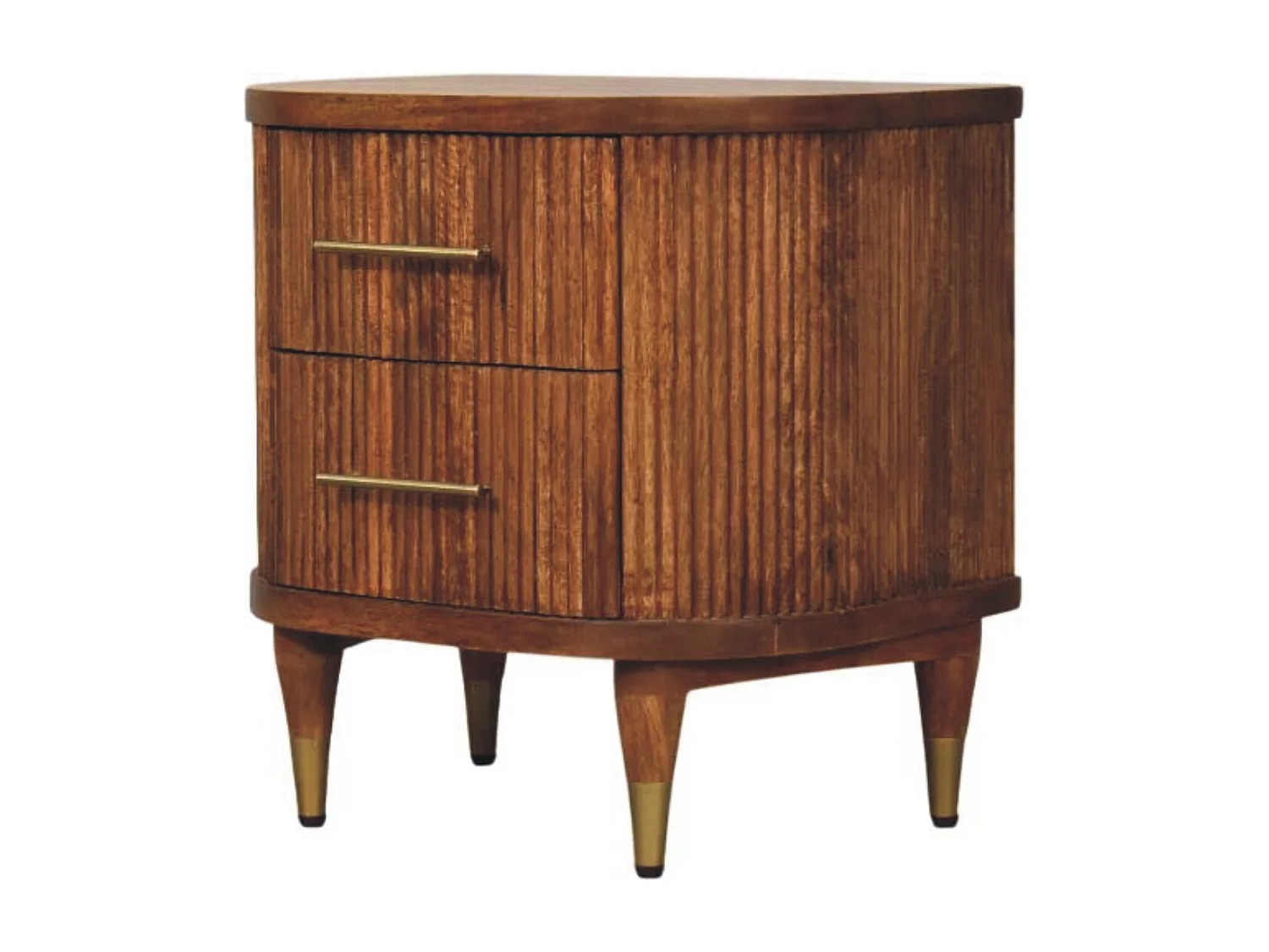 Artisan Furniture Massivholz Geripptes Bettgestell mit Messingakzenten