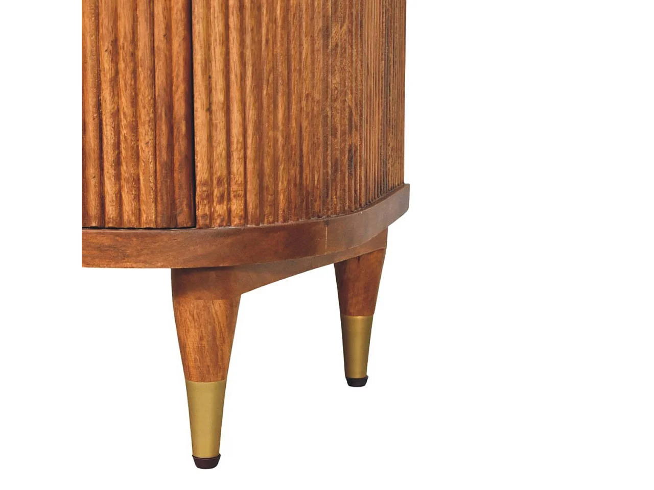 Artisan Furniture Massivholz Geripptes Bettgestell mit Messingakzenten