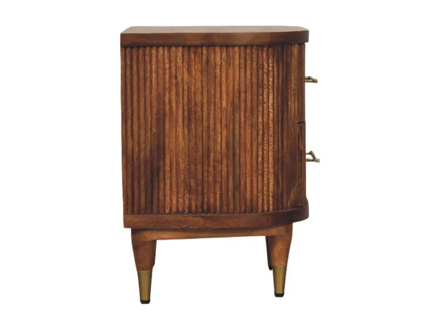 Artisan Furniture Massivholz Geripptes Bettgestell mit Messingakzenten