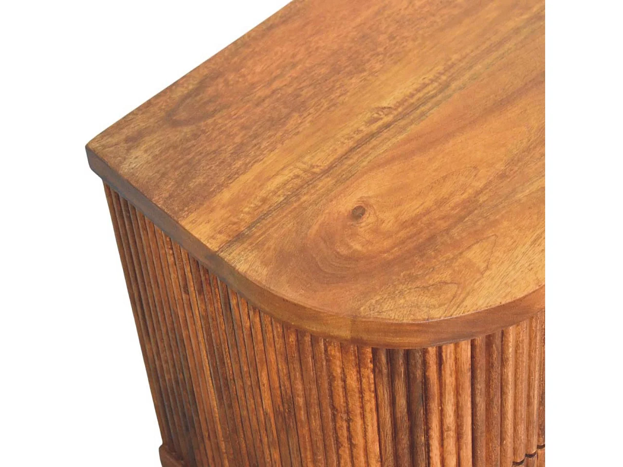 Table de chevet nervurée Artisan Furniture avec accents en laiton, 2 tiroirs, marron clair et marron torréfié