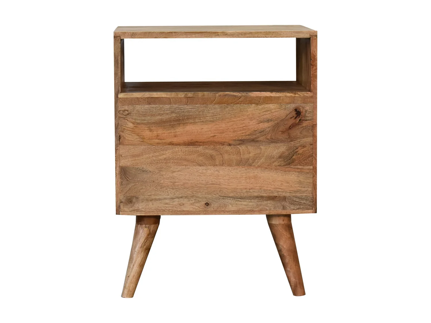 Table de chevet classique Artisan Furniture finition chêne, 2 tiroirs, 1 étagère ouverte, marron clair