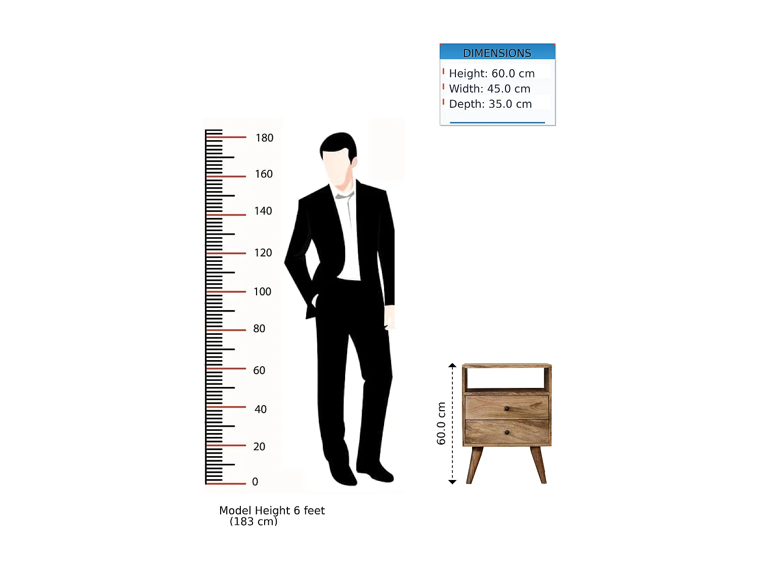 Table de chevet classique Artisan Furniture finition chêne, 2 tiroirs, 1 étagère ouverte, marron clair
