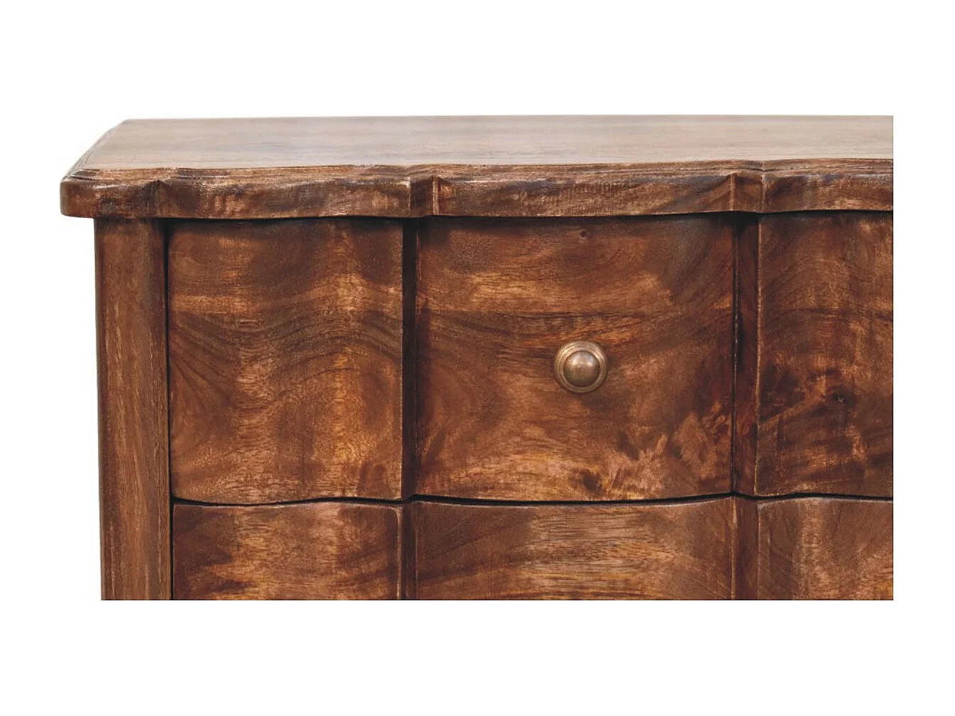 Table de chevet Lume à panneaux Artisan Furniture, 3 tiroirs, brun foncé