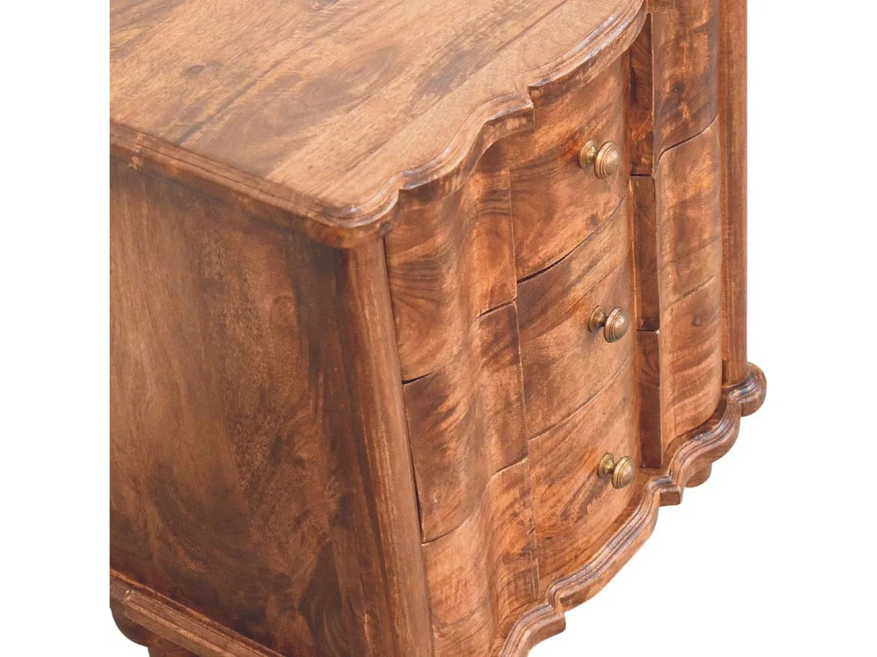 Table de chevet Lume à panneaux Artisan Furniture, 3 tiroirs, brun foncé