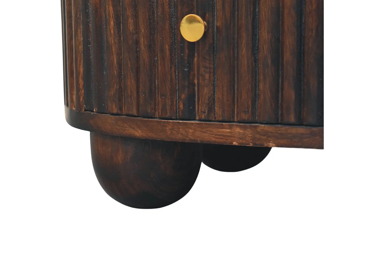 Artisan Furniture Bois massif Table de Chevet Courbée Striée à 3 Tiroirs