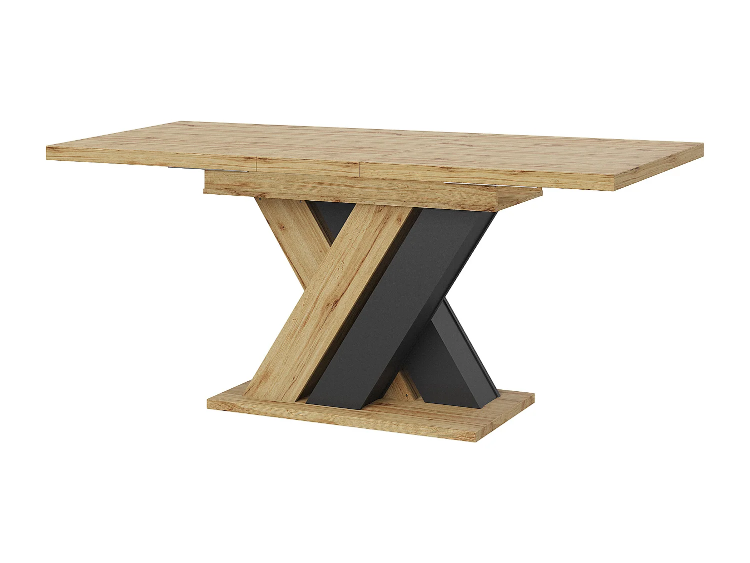 Mesa de comedor extensible - 119-158,5 x 80 x 75 cm - con patas en forma de X - MDF - natural