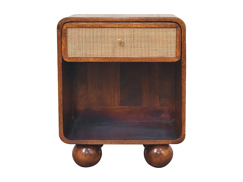 Artisan Furniture Massivholz Kastanienfarbenes offen gewebtes Nachttischchen