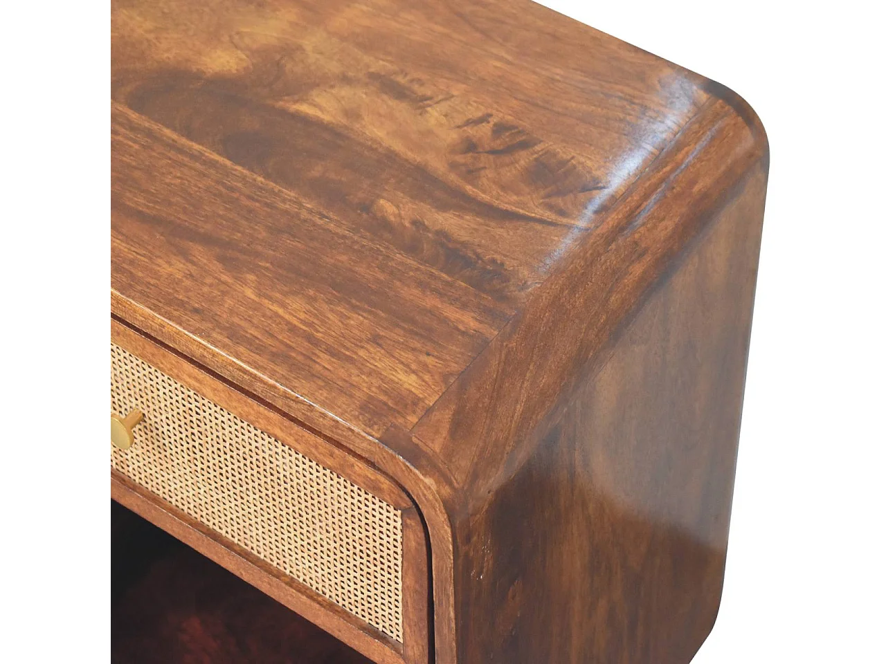 Artisan Furniture Massivholz Kastanienfarbenes offen gewebtes Nachttischchen