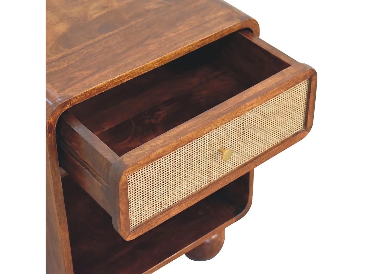 Artisan Furniture Massivholz Kastanienfarbenes offen gewebtes Nachttischchen