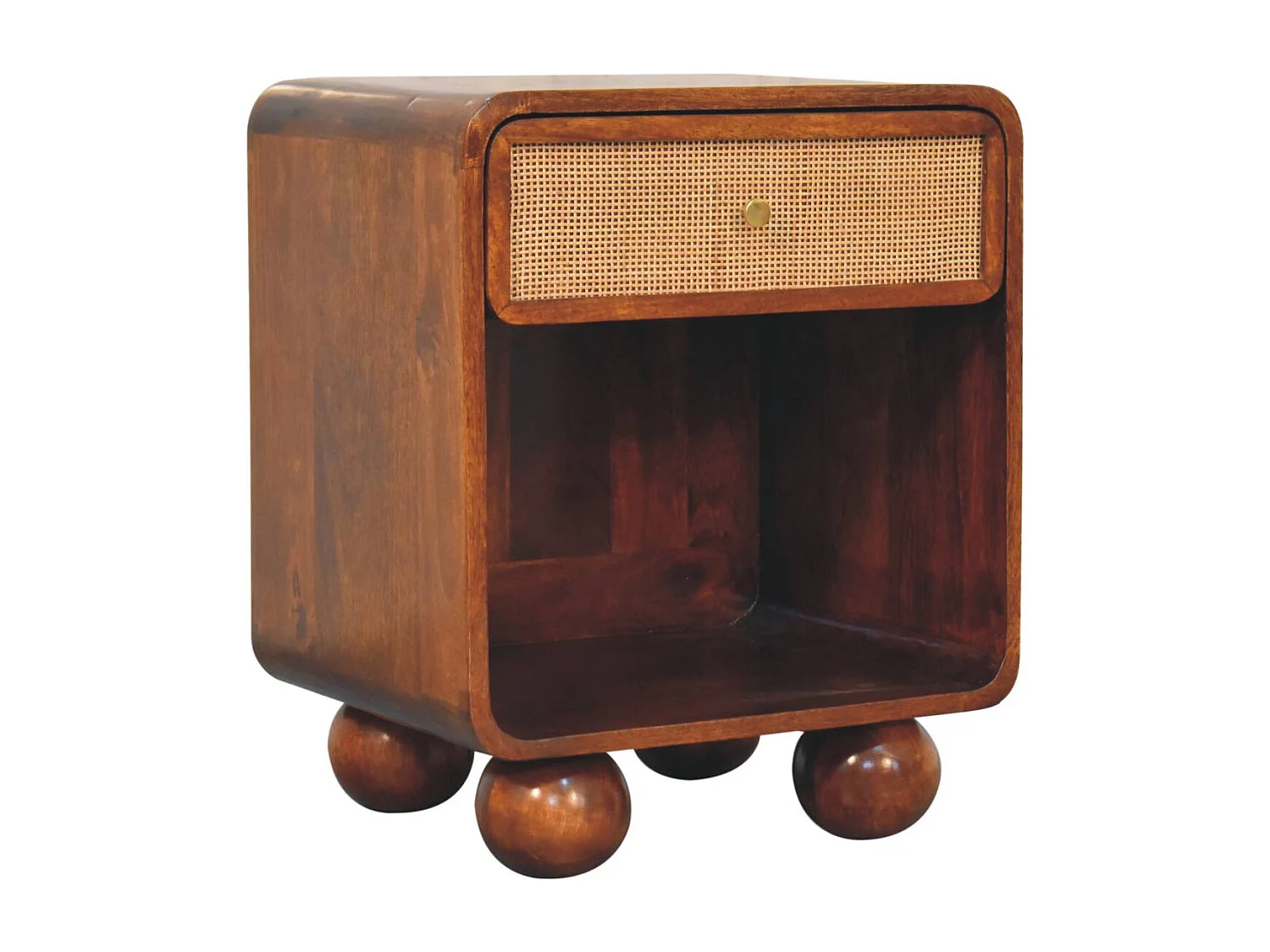 Artisan Furniture Bois massif Table de Chevet Tressée Ouverte en Châtaignier