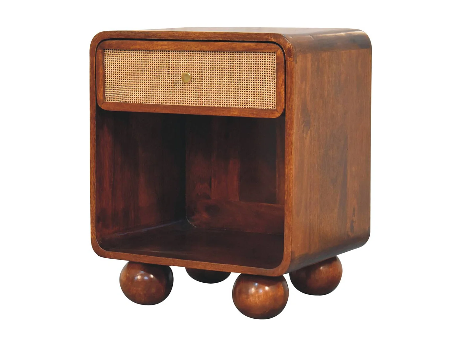 Artisan Furniture Bois massif Table de Chevet Tressée Ouverte en Châtaignier