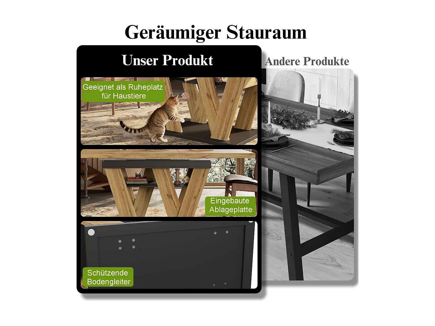 Ausziehbarer Esstisch – 119–158,5 x 80 x 75 cm – mit W-förmigen Beinen – MDF – natur