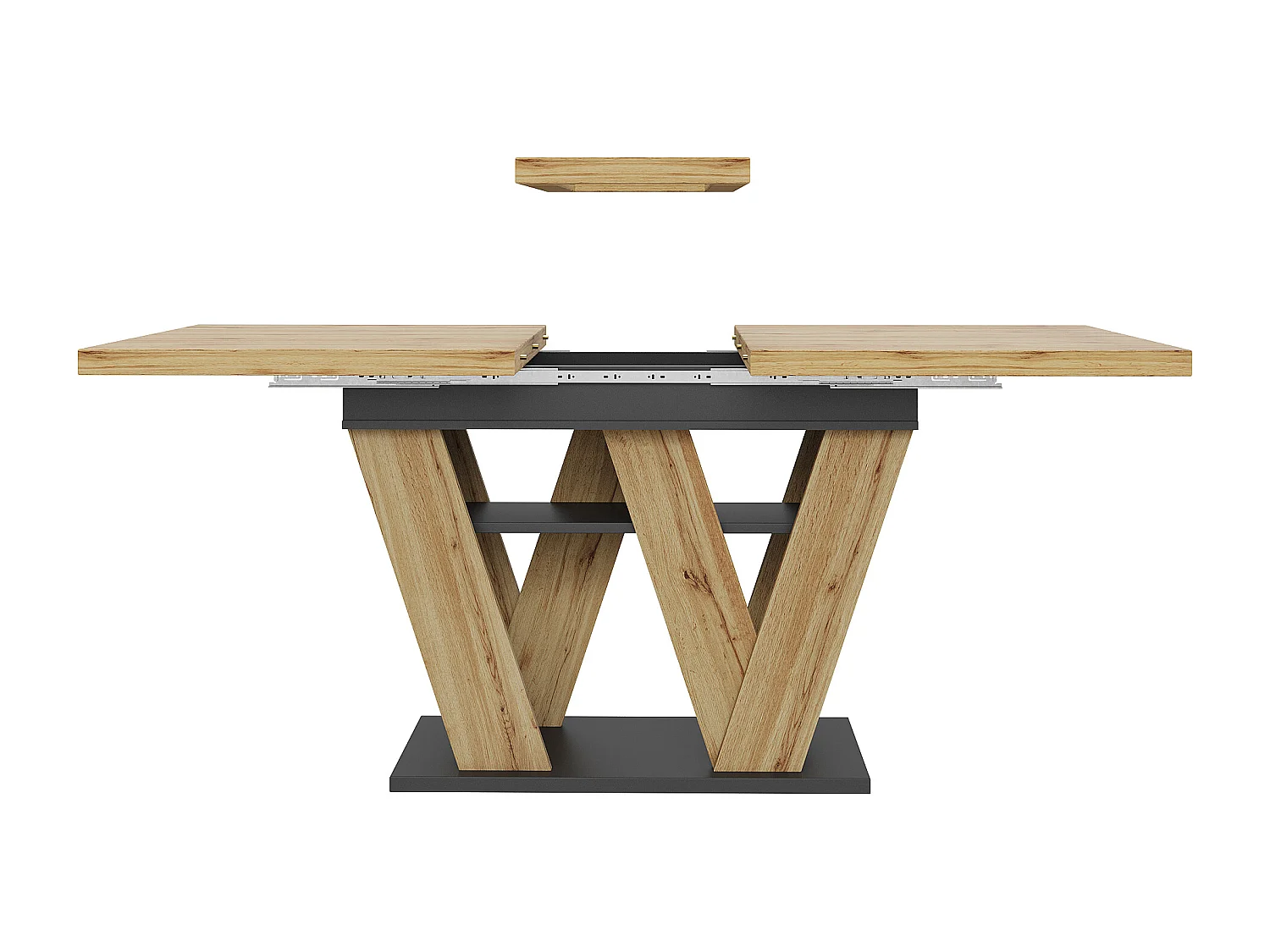 Ausziehbarer Esstisch – 119–158,5 x 80 x 75 cm – mit W-förmigen Beinen – MDF – natur