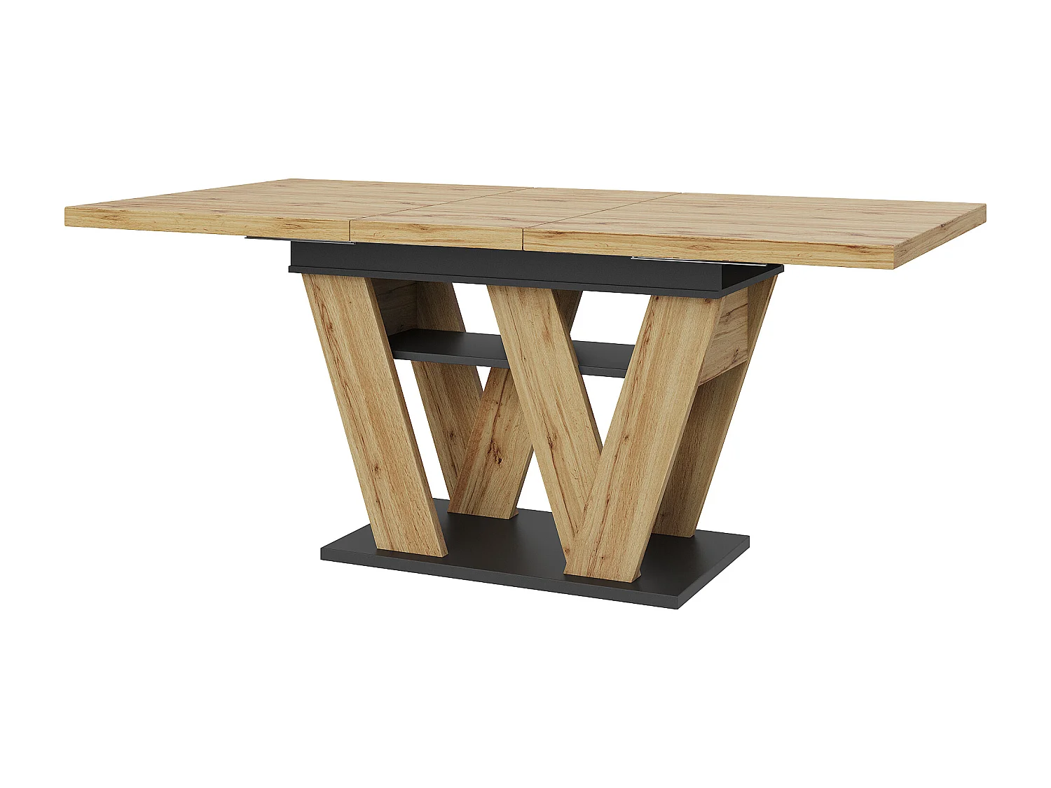 Ausziehbarer Esstisch – 119–158,5 x 80 x 75 cm – mit W-förmigen Beinen – MDF – natur