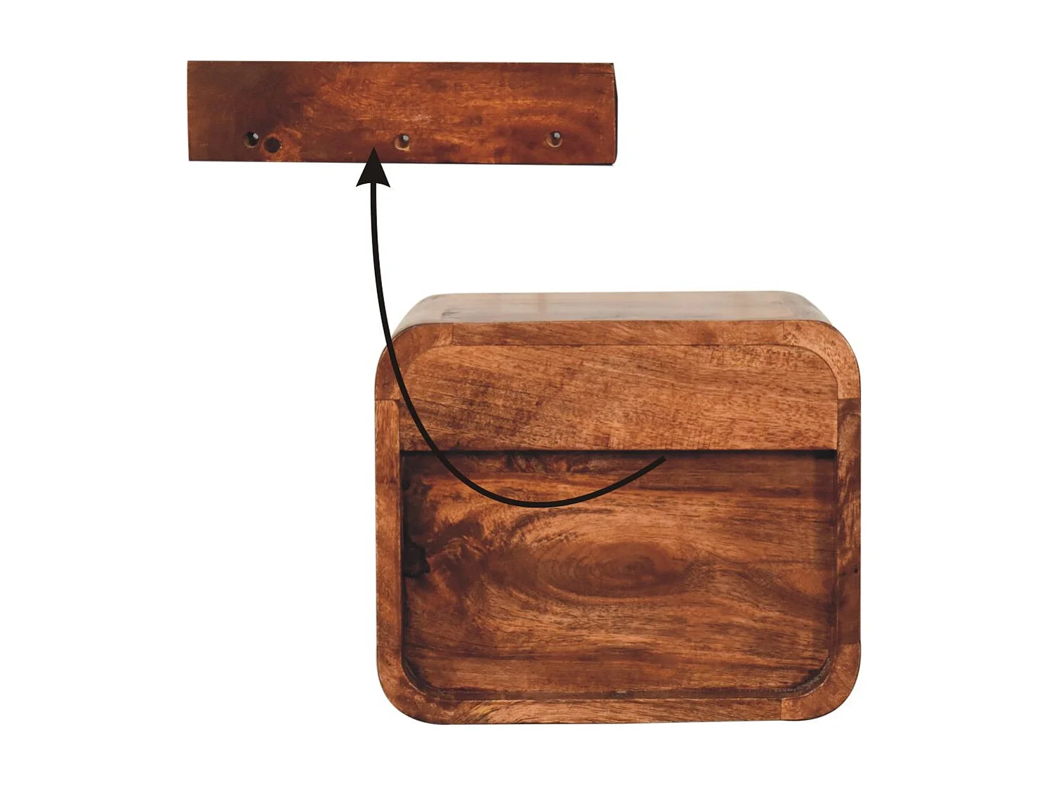 Artisan Furniture Massivholz Mini-Honig-Karamell-Wandbett mit offenem Schlitz