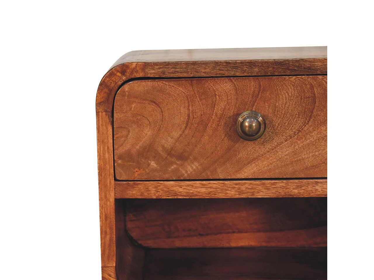 Artisan Furniture Bois massif Mini Table de Chevet Murale Caramel Miel avec Niche Ouverte