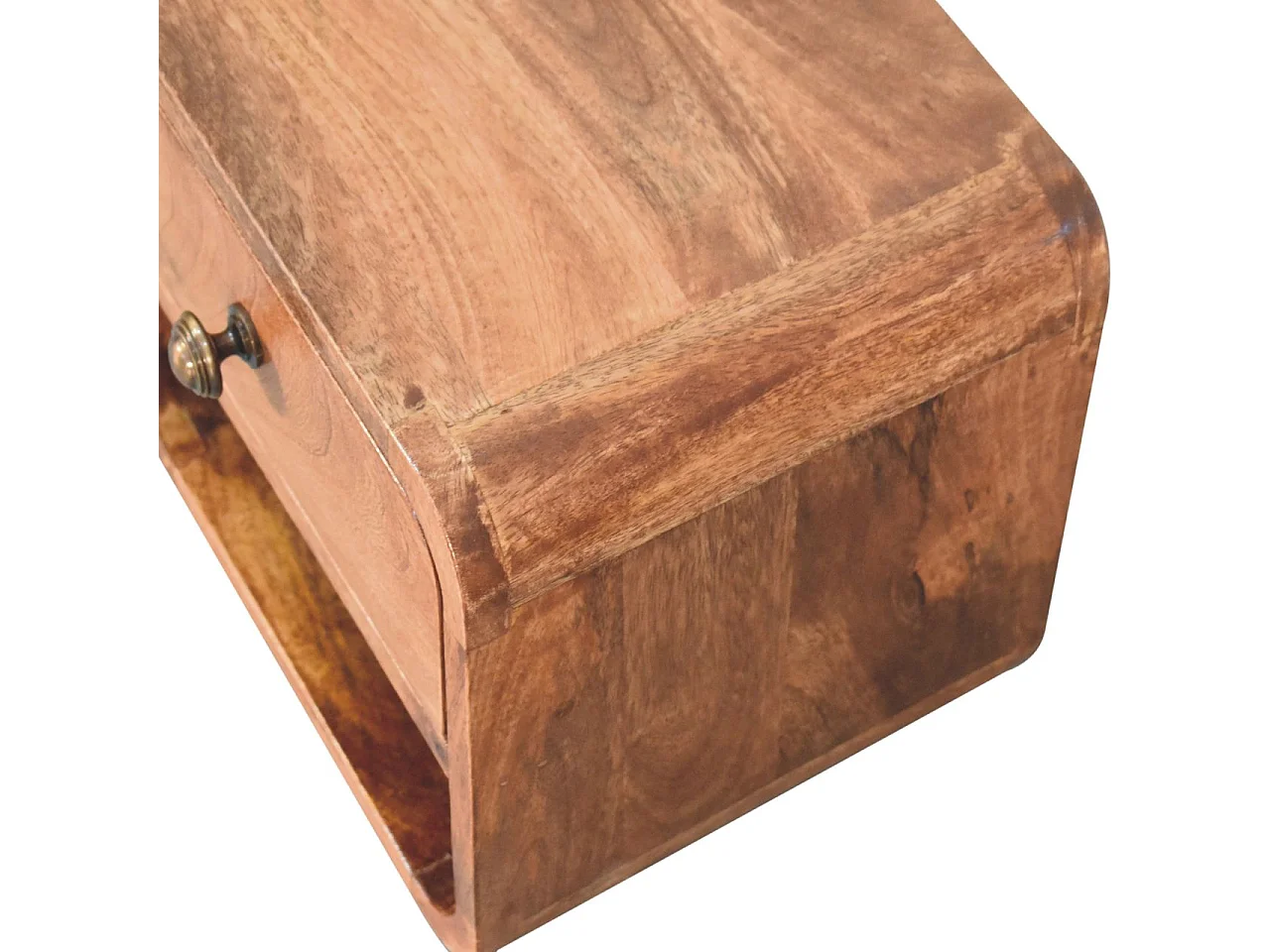 Artisan Furniture Bois massif Mini Table de Chevet Murale Caramel Miel avec Niche Ouverte