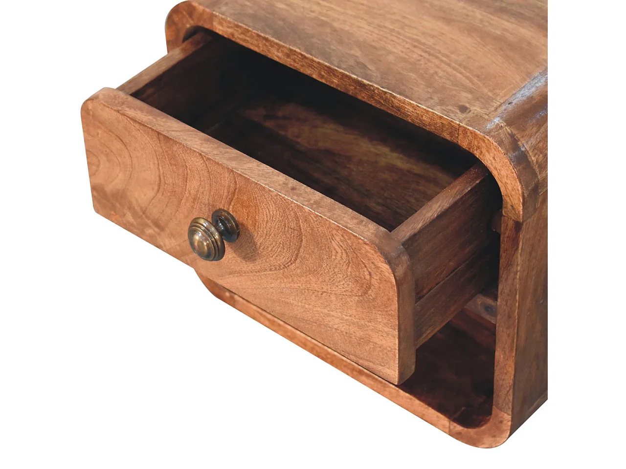 Artisan Furniture Bois massif Mini Table de Chevet Murale Caramel Miel avec Niche Ouverte