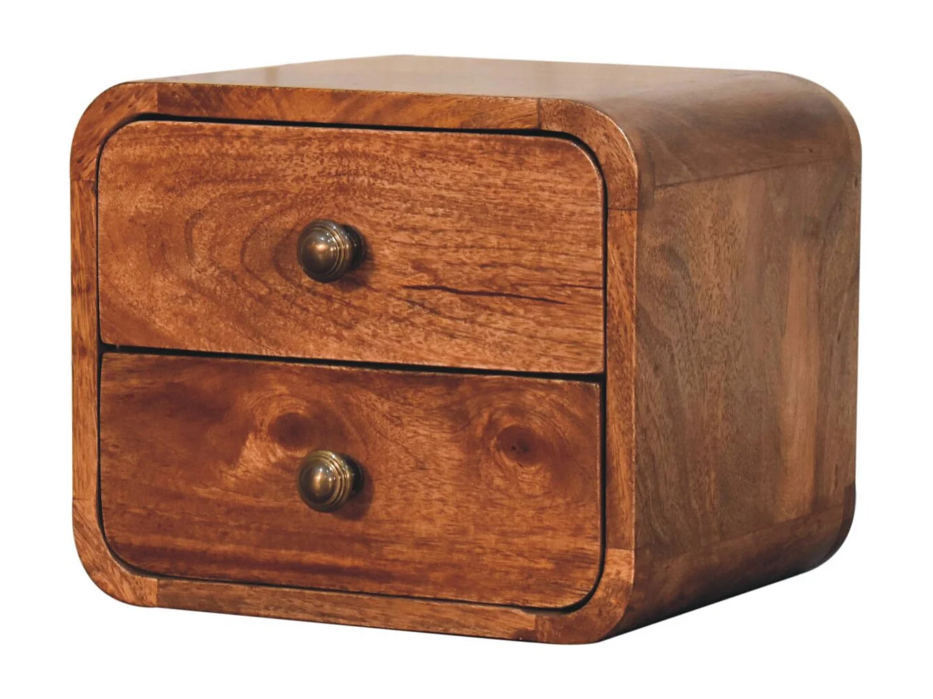 Artisan Furniture Massivholz Mini Curved Honey Caramel Wandmontiertes Nachttischchen