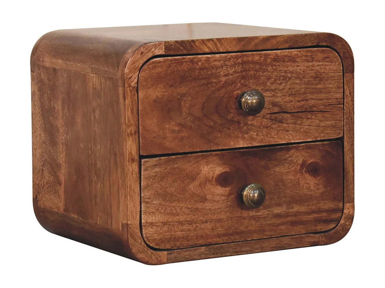 Artisan Furniture Massivholz Mini Curved Honey Caramel Wandmontiertes Nachttischchen