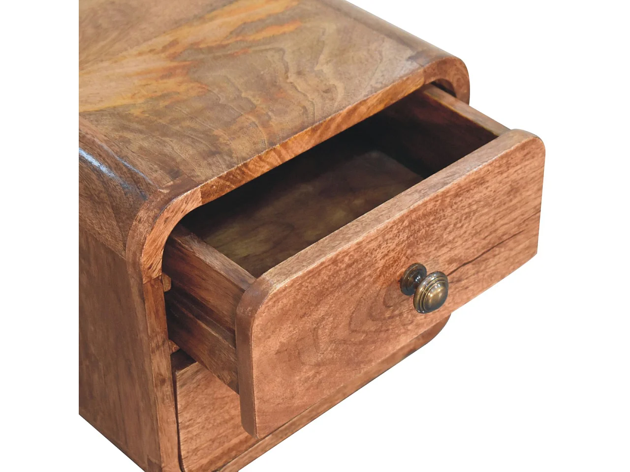 Artisan Furniture Massivholz Mini Curved Honey Caramel Wandmontiertes Nachttischchen