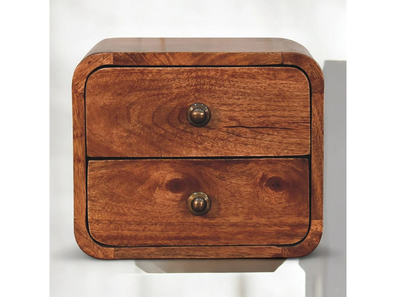 Artisan Furniture Massivholz Mini Curved Honey Caramel Wandmontiertes Nachttischchen