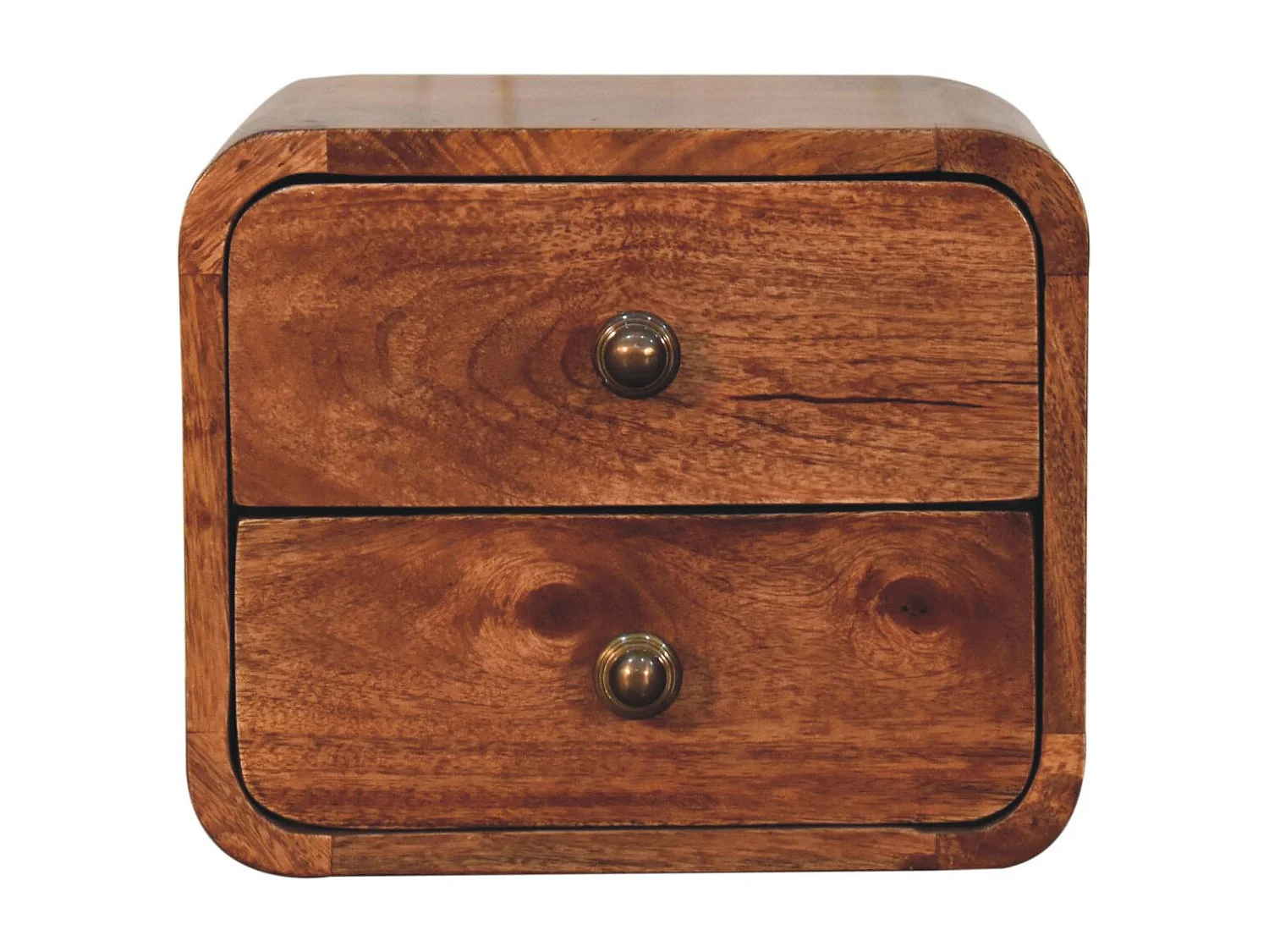 Artisan Furniture Bois massif Mini Table de Chevet Murale Courbée, Finition Caramel Miel