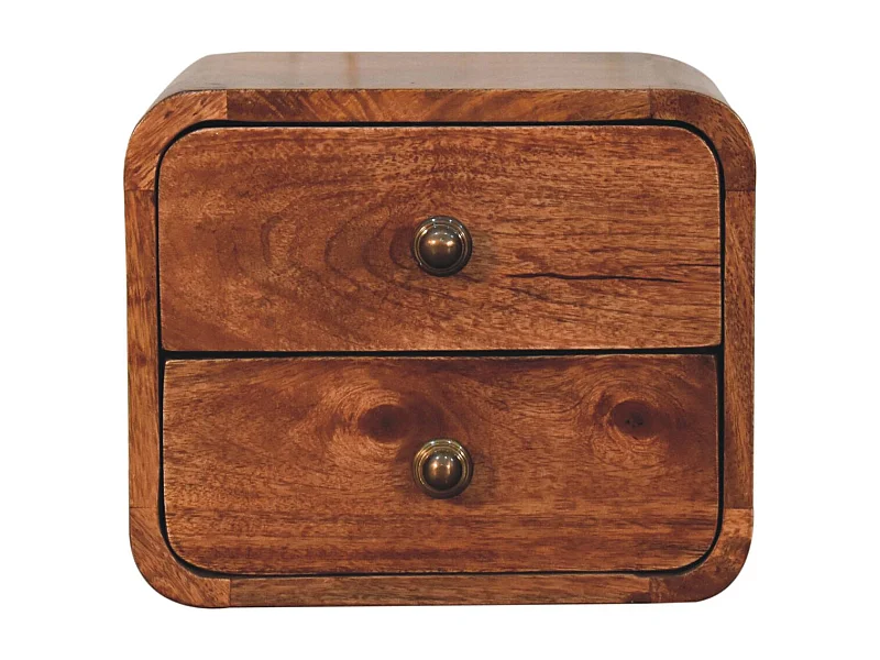 Artisan Furniture Massivholz Mini Curved Honey Caramel Wandmontiertes Nachttischchen