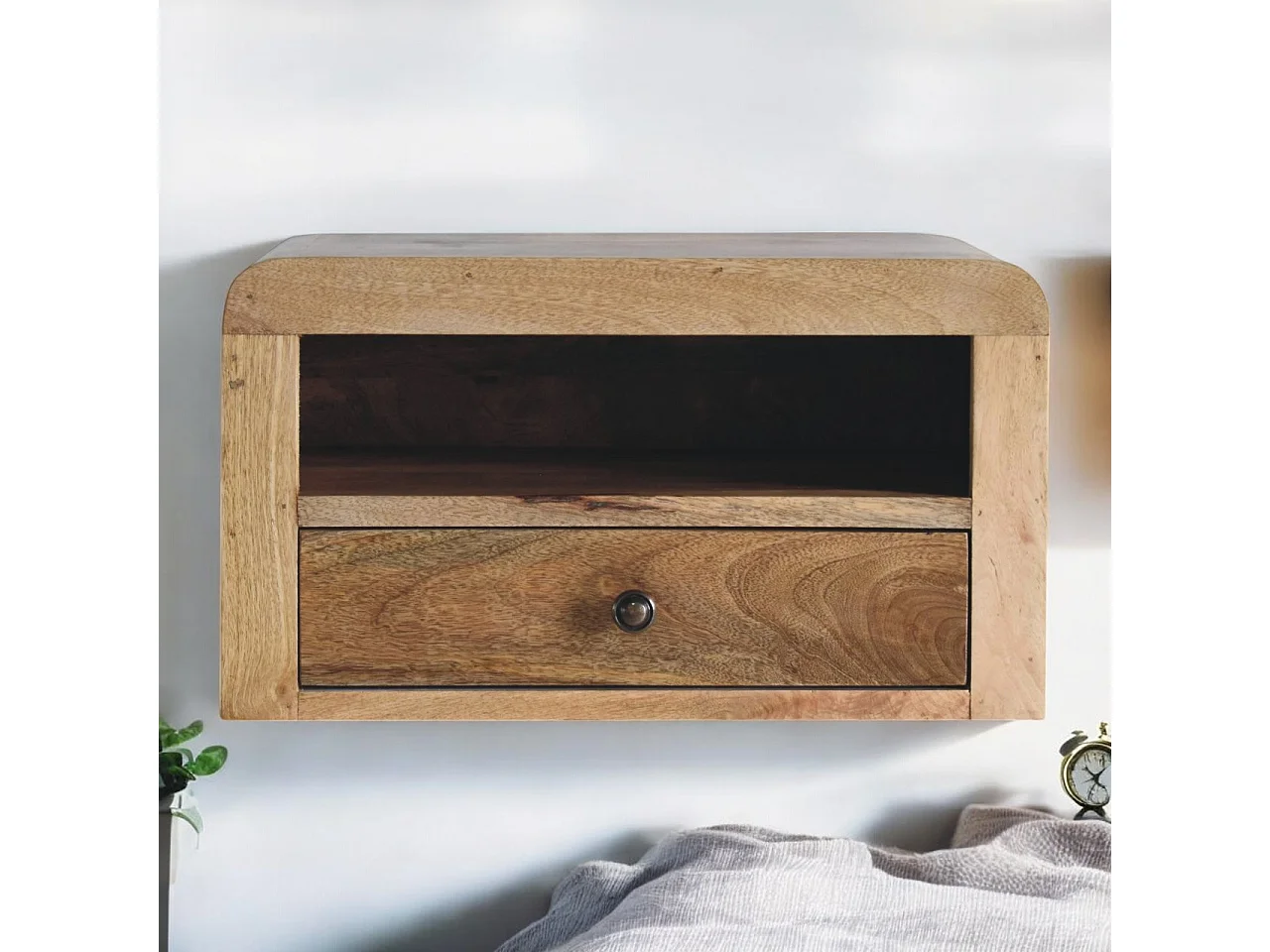 Artisan Furniture Massivholz Massives, eichenähnliches, schwebendes Nachttischchen